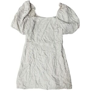 Abercrombie & Fitch Dress Women's Size M Beige Linen Blend Puff Sleeve Pockets